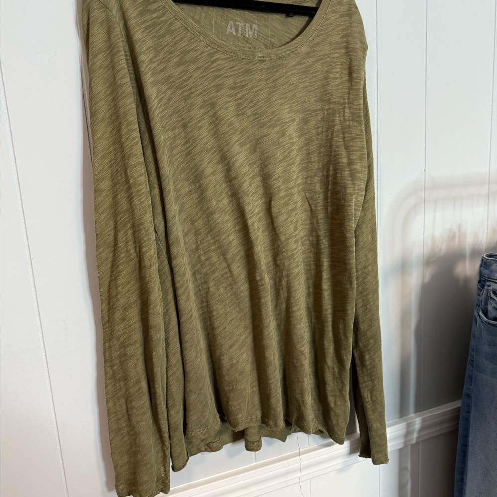 ATM SLUB JERSEY LONG SLEEVE DESTROYED WASH TEE - Picture 5 of 6